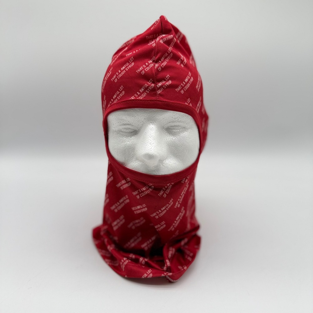Thats A Awful Lot Of Cough Syrup Red Text Print Balaclava Face Mask Streetwear